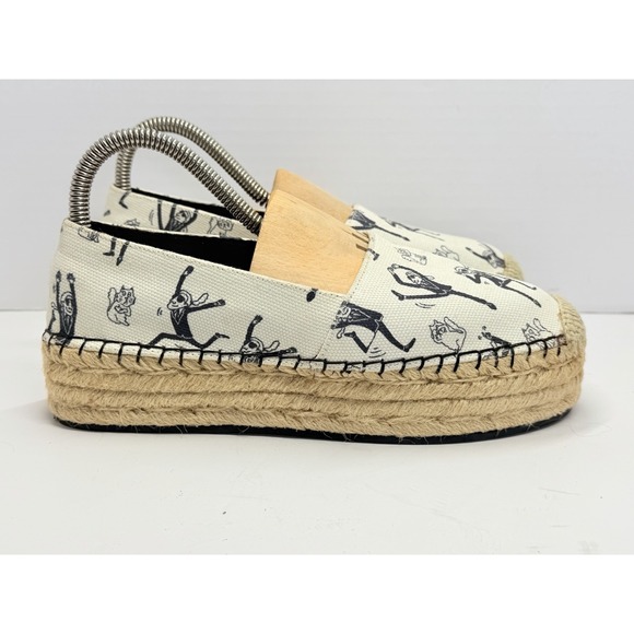 Karl Lagerfeld Shoes - Karl Lagerfeld Paris Antibes7 Women 6.5 Cream Canvas Platform Espadrilles
